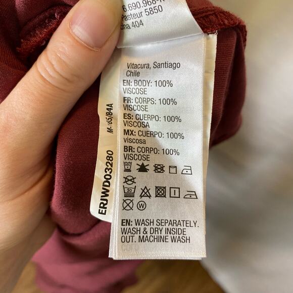 Roxy Burgundy Long Sleeve Snap Closure Shirt Dress Coverup Size Medium Womens - Picture 10 of 12